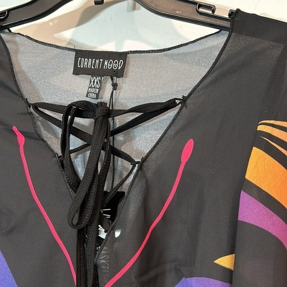 Current Mood XXS Butterfly Print Bell Sleeve Mini Dress - Multi COLOR NEW W TAG - Picture 3 of 6